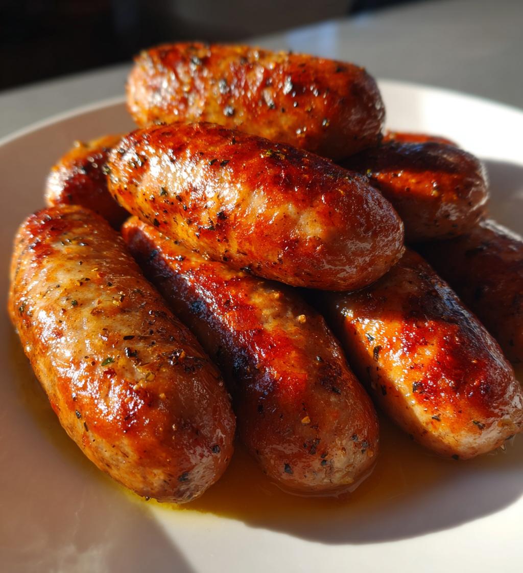 15 minute air fryer pork sausages - detail 1