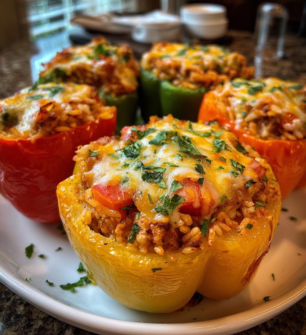 15 minute air fryer stuffed bell peppers - detail 1