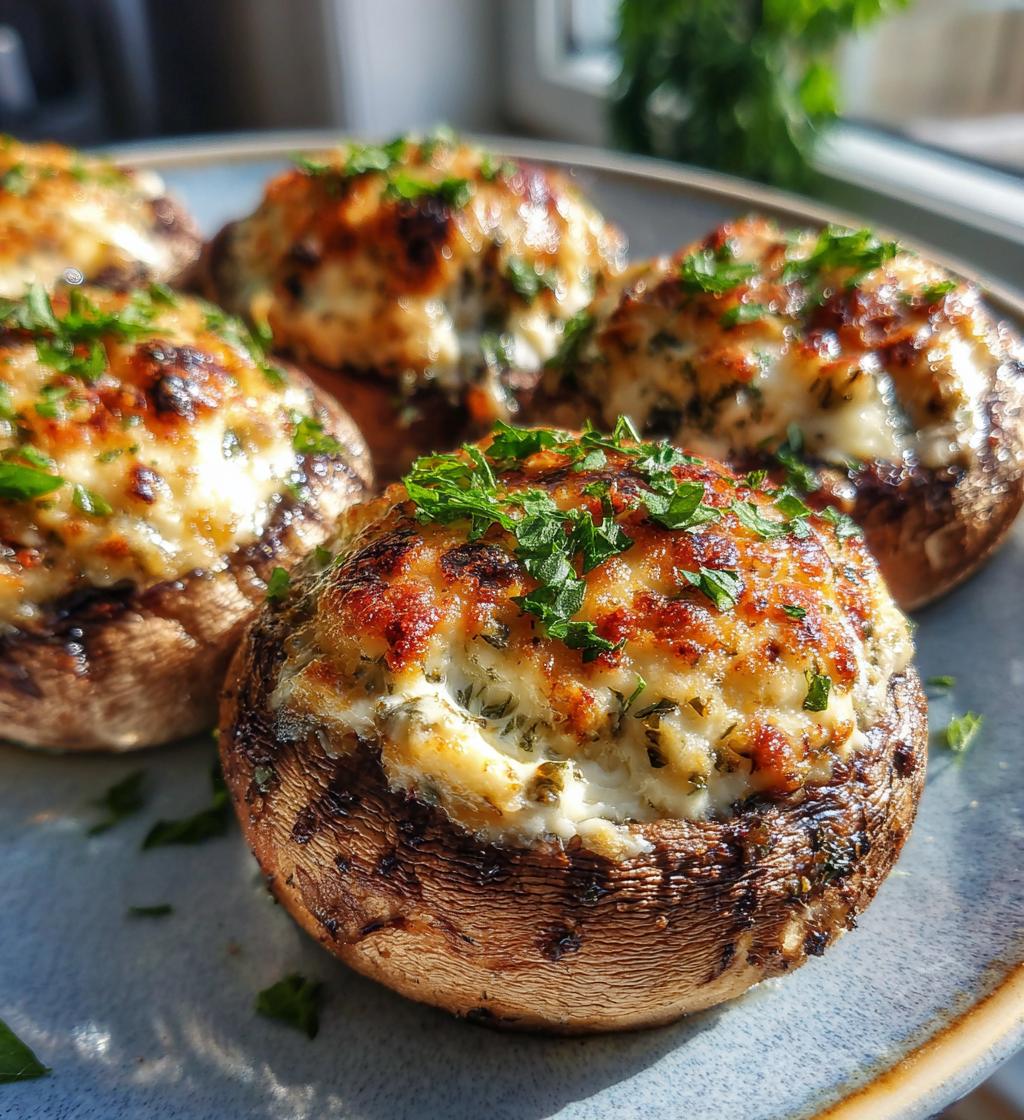 15 minute air fryer stuffed mushrooms - detail 1