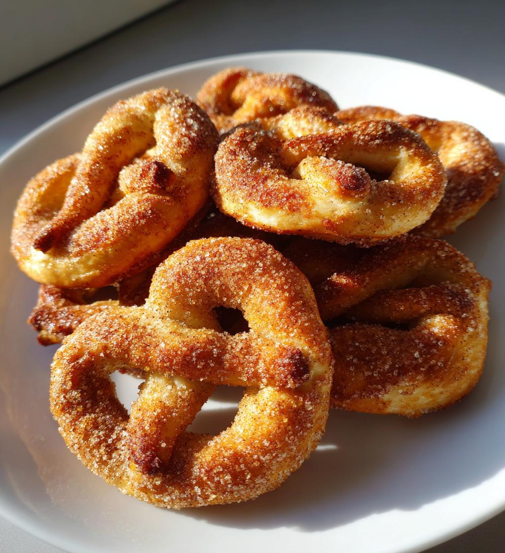 air fryer cinnamon sugar pretzels - detail 1