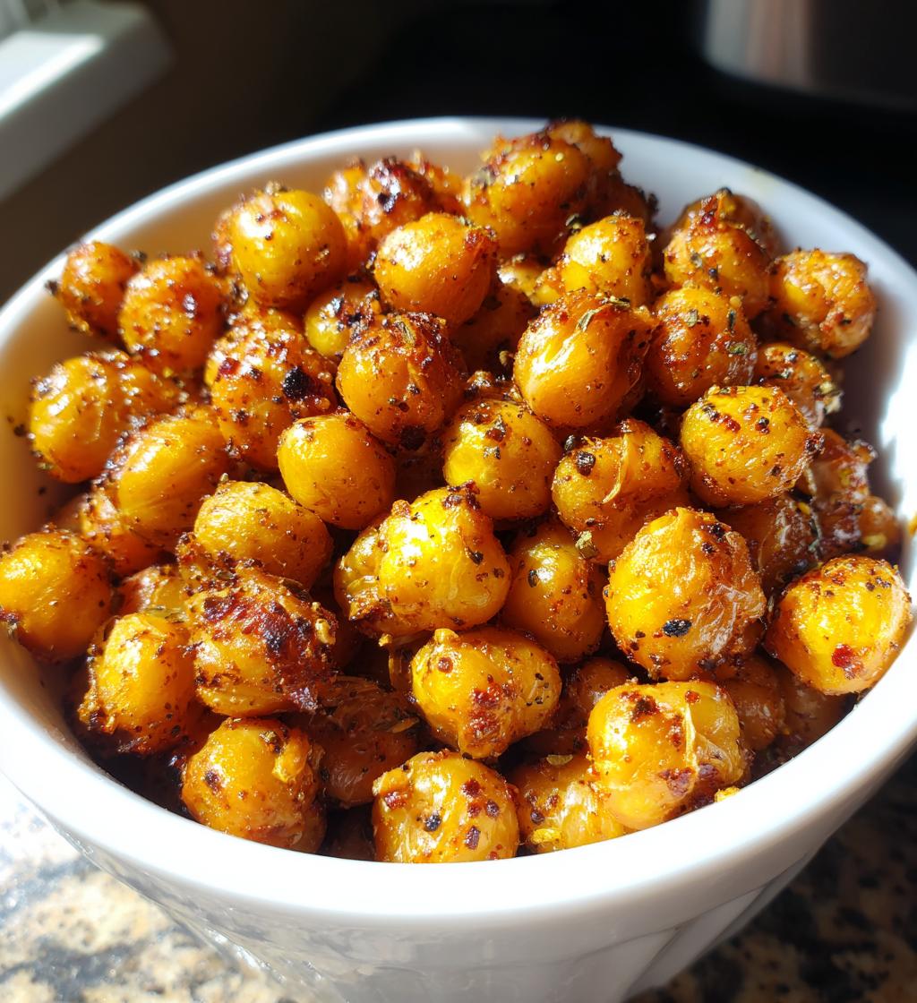 air fryer crispy chickpeas snack recipe