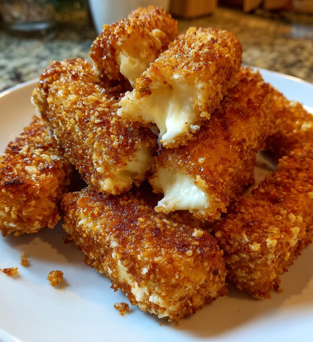 air fryer mozzarella sticks almond flour crust - detail 1
