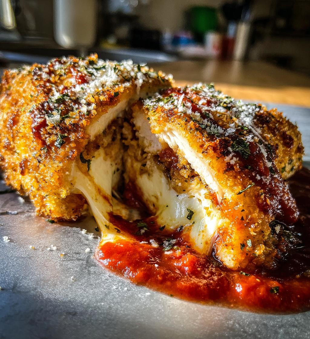 air fryer mozzarella stuffed chicken parmesan recipe