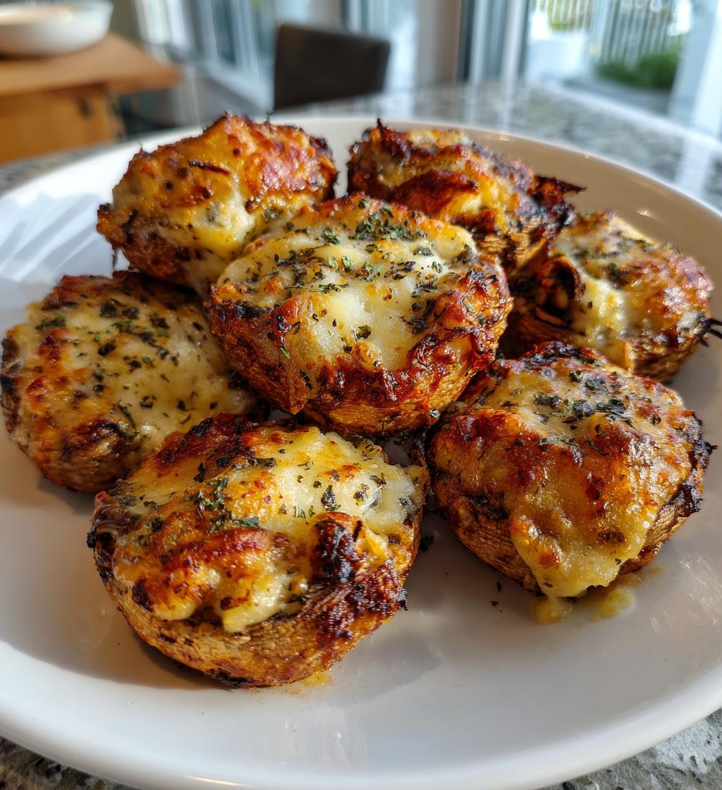 air fryer mushrooms cheese casserole bites - detail 1