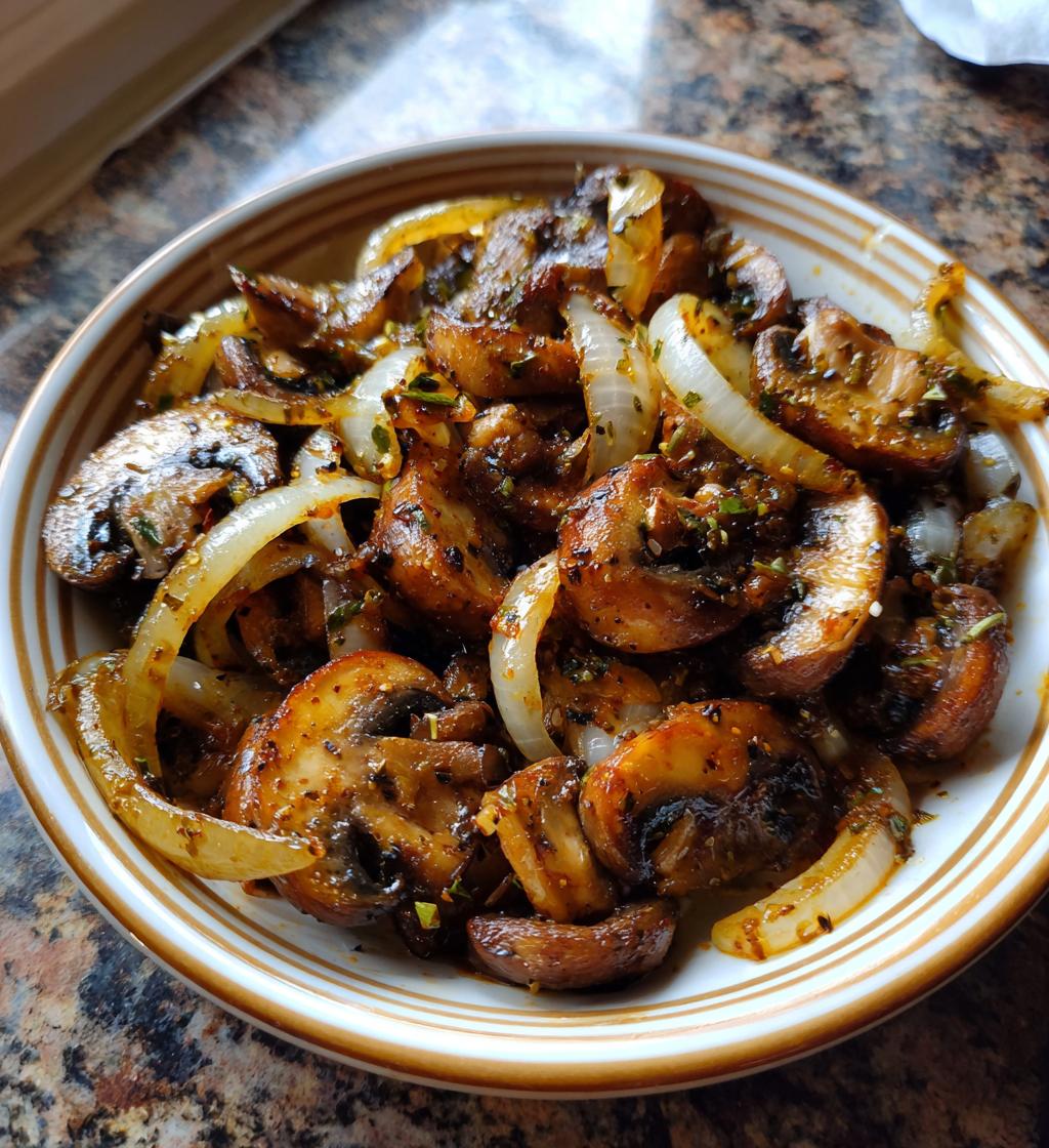 air fryer mushrooms onions combo recipe - detail 1