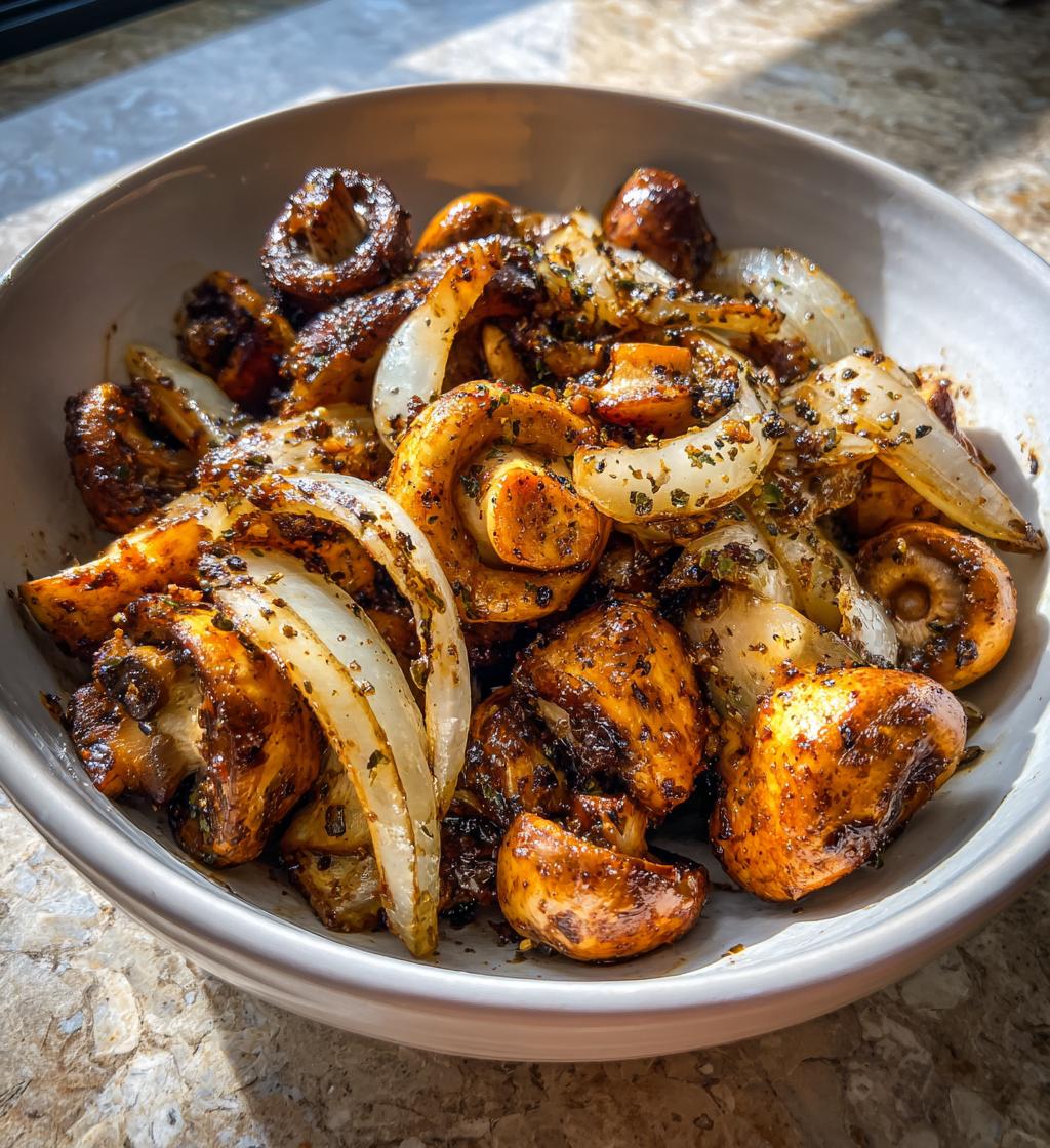 air fryer mushrooms onions combo recipe