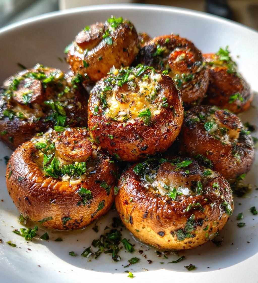 air fryer mushrooms with garlic butter tips - detail 1