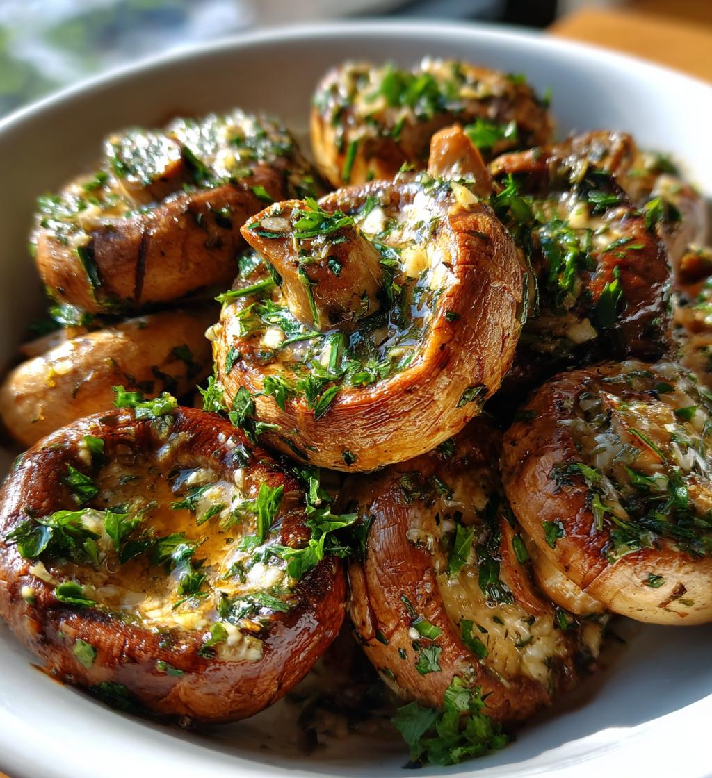 air fryer mushrooms with garlic butter tips