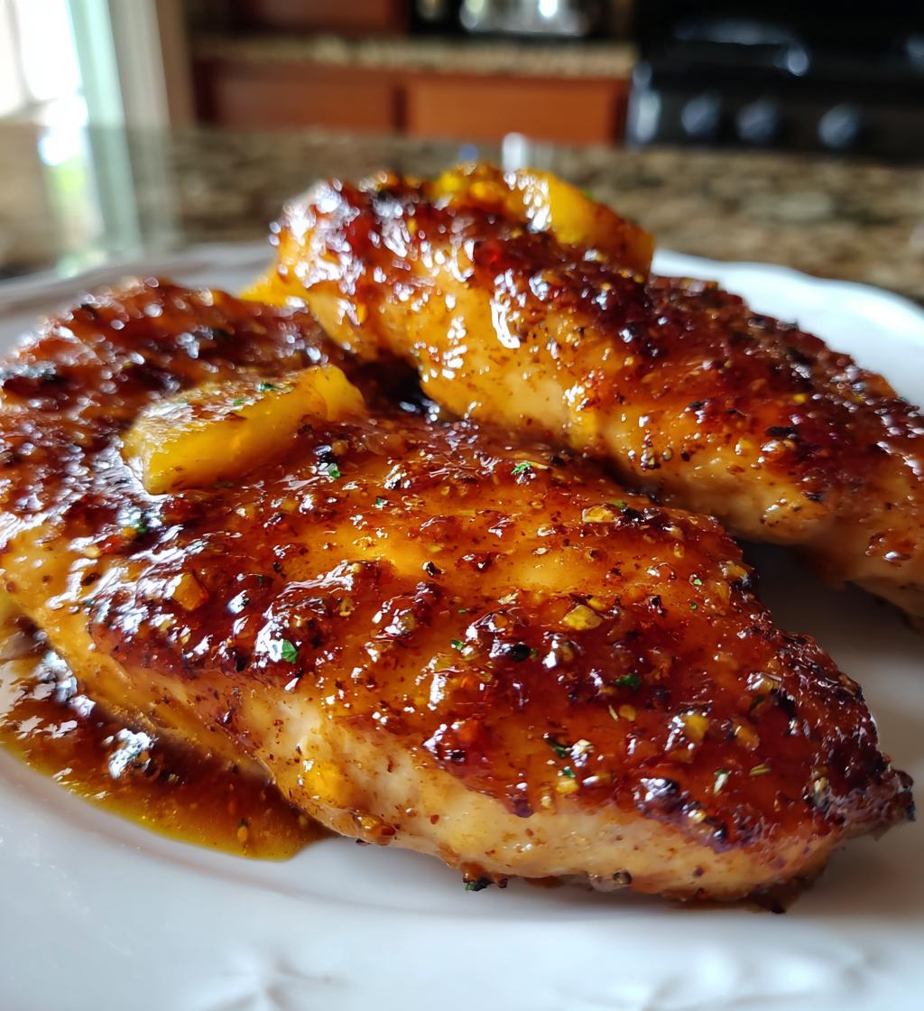 air fryer peach glazed chicken breast recipe - detail 1