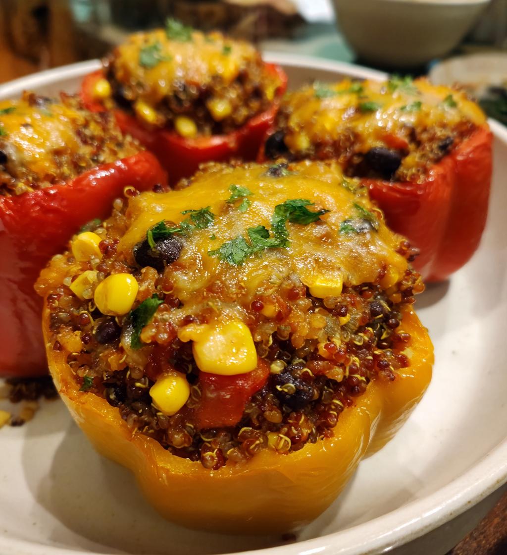 air fryer stuffed bell peppers vegetarian