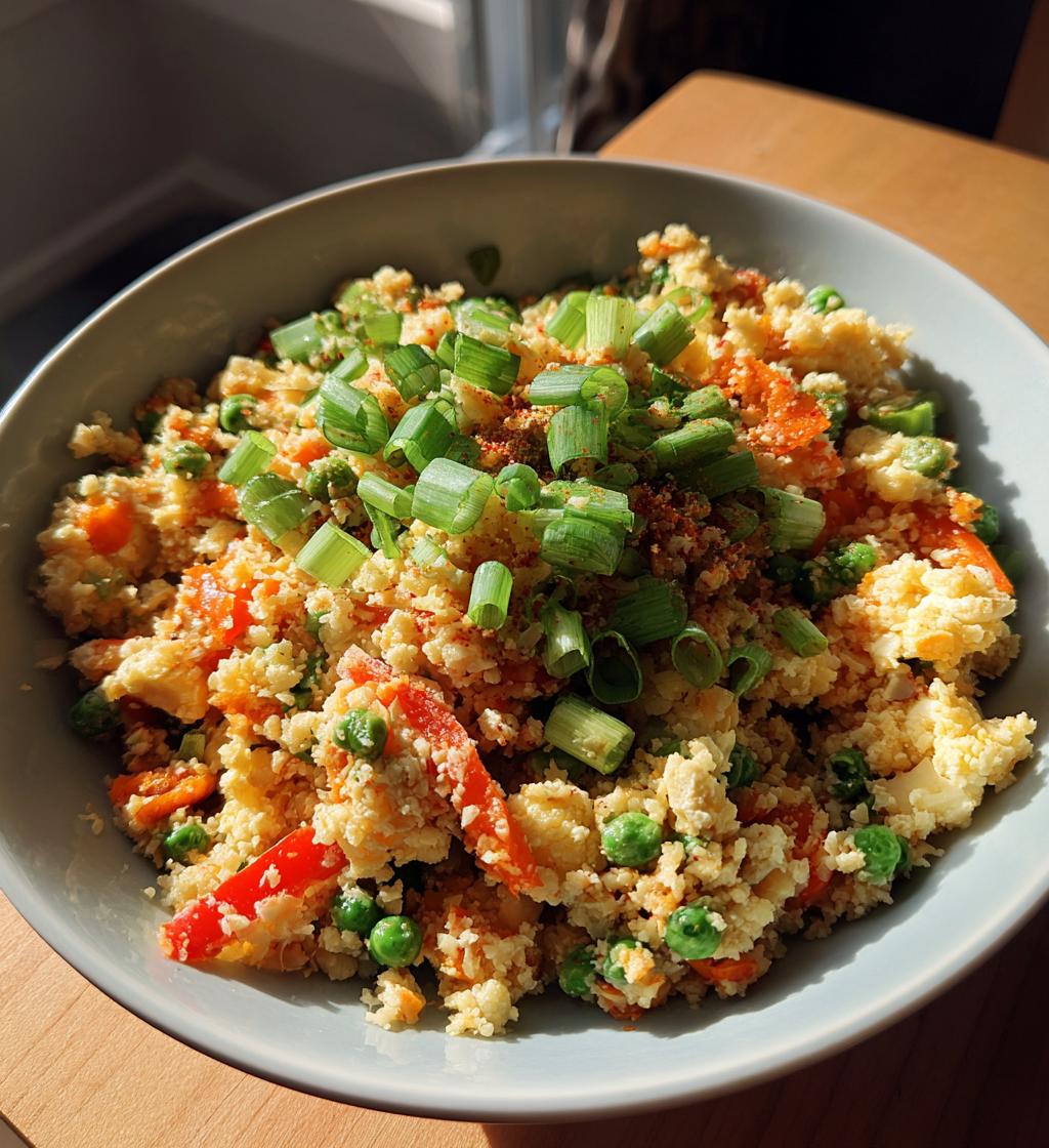 healthy air fryer cauliflower rice bowls - detail 1
