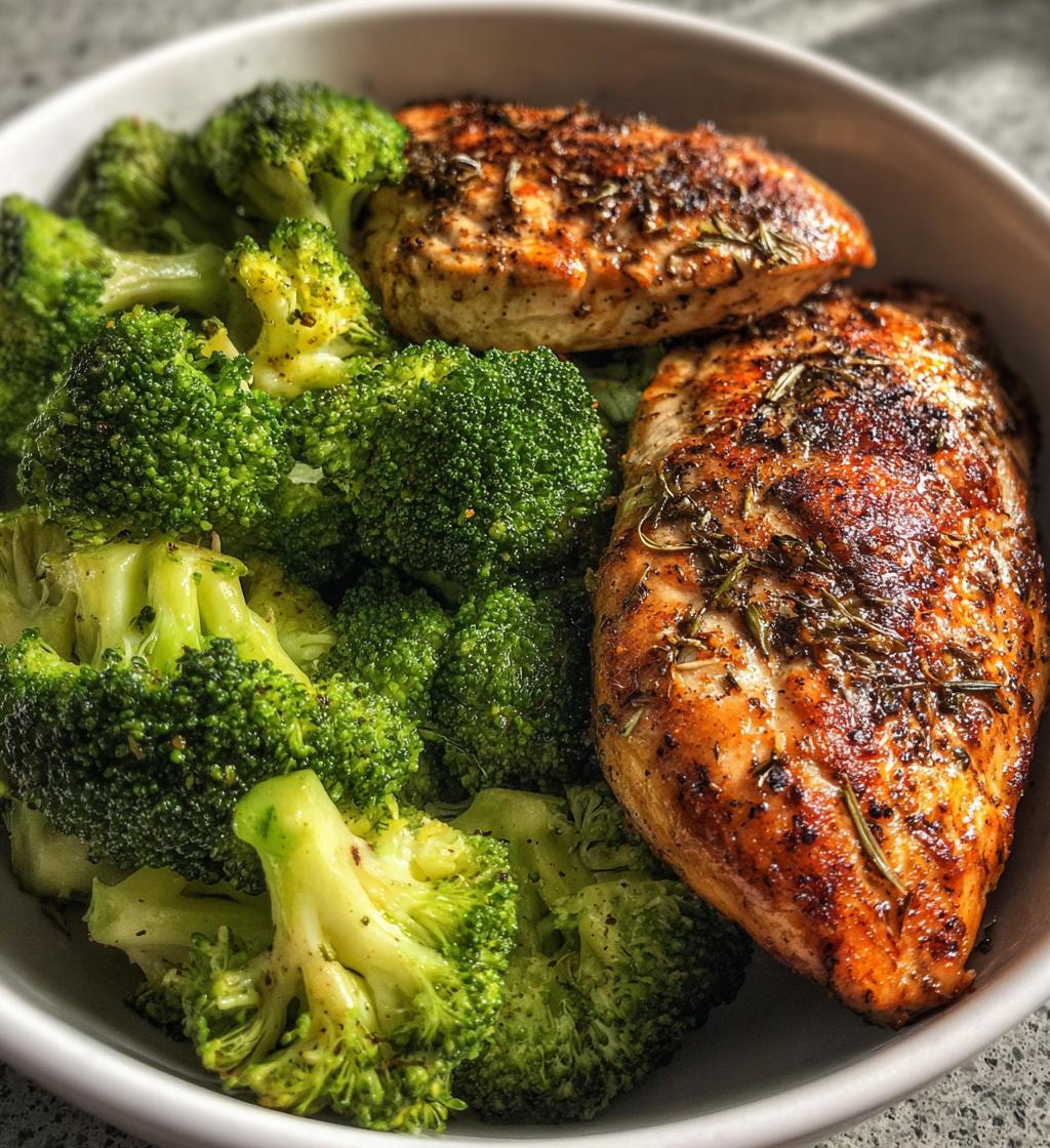 healthy air fryer chicken fillet with broccoli