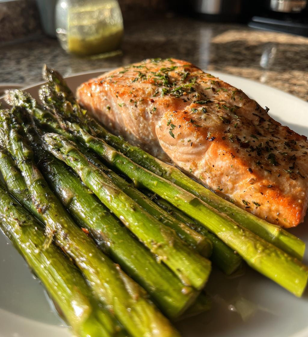 healthy air fryer salmon with asparagus recipe - detail 1